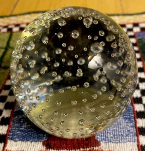 Controlled Bubbles Glass Paperweight, 2-3/4” Diameter, EUC, Beautiful - Picture 1 of 7