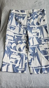 Liz Claiborne Sailboats cropped Capri blue and white sailboats Pants 10 - Picture 1 of 5