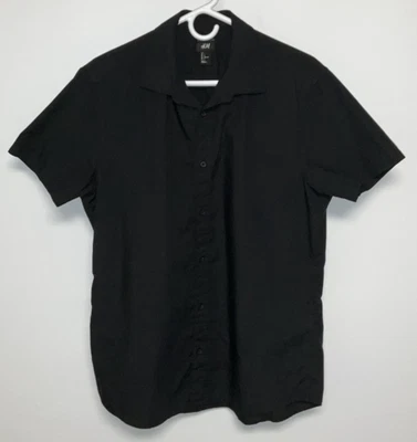 H&M Short Sleeve Button Up Shirt Men's Large Black - Image 1 of 3