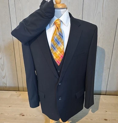 Caravelli 48R Pants 40 x 30 Navy Blue 3 Piece Suit Jacket Vest Sport Coat - Image 1 of 4