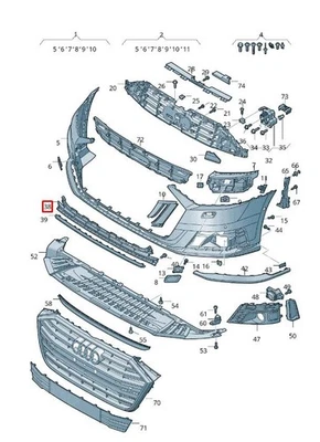 Parachoques delantero original Audi A8 S8 rejilla inferior central 4N0807697C3Fz OEM Foto 1 de 4