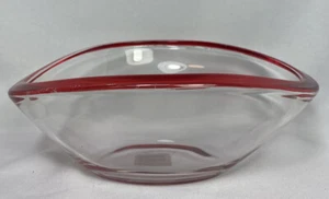 Crate and Barrel red rim art glass bowl - Picture 1 of 6