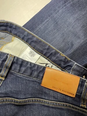 Jeans Deus Ex Machina Para Hombre MEDIDOS 35x32 Alma Cónicos Botón Mosca Denim Foto 1 de 4