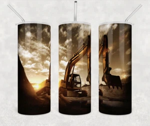 CAT Caterpillar excavator Design Stainless Steel Skinny 20oz Tumbler W/ Lid - Picture 1 of 1