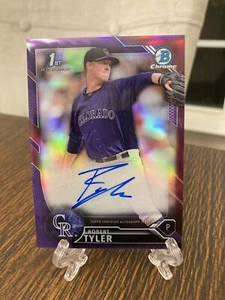 2016 1st Bowman Draft Chrome Robert Tyler Purple Refractor Auto /250 COLOR MATCH - Picture 1 of 2