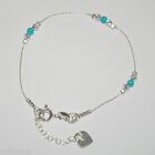 GIRL'S BRACELET Sterling Silver 925 Chain, Laser Cut  Green Turquoise Beads