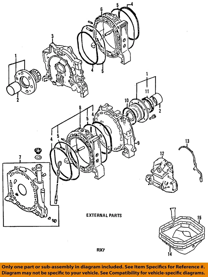 Junta de cárter de aceite del motor MAZDA OEM 86-91 RX-7 N3Y010427 Foto 1 de 1