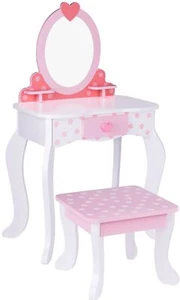 TOOKYLAND Wooden Kids Vanity Set - Makeup Dressing Table with Mirror & Chair, 3+ - Picture 1 of 9