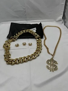 Hip Hop Party Jewelry Rings And Necklace - Picture 1 of 3