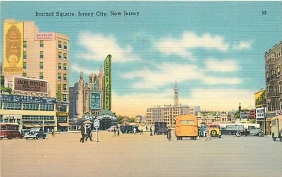 1940s Jersey City New Jersey Journal Square autos Truck postcard 25-2866 - Image 1 of 2