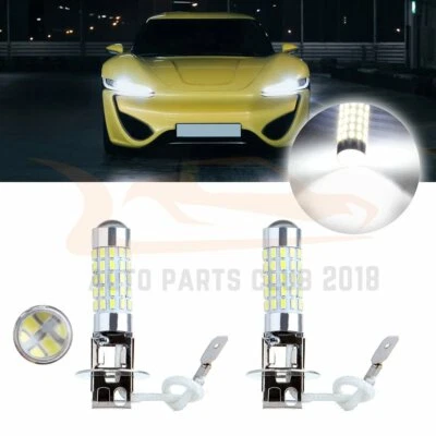2x H3 High Power LED Xenon White Fog Light Bulb 6000k 66SMD Lamp New - Image 1 of 4