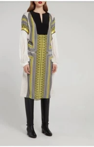 AMANDA WAKELEY Border Print Bishop Sleeve Midi Dress Size 12 - Picture 1 of 5