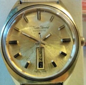 serviced Lucien Piccard watch men's 10K gold band Luccard automatic day date - Picture 1 of 18