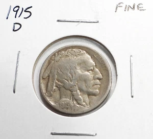 1915 D Better Date Buffalo Nickkel in Fine Condition KM#134 (547) - Picture 1 of 2