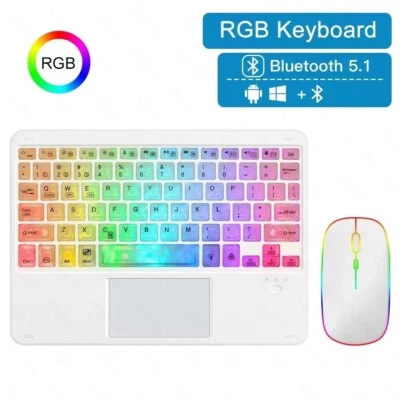 Rechargeable Wireless Bluetooth keyboard With touchpad RGB Backlight ultrathin - Image 1 of 4
