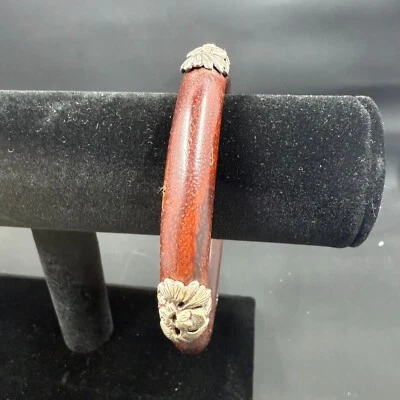 Brazalete de madera de plata esterlina Stephen Dweck 2,75" ID 3,5" diámetro exterior Foto 1 de 4