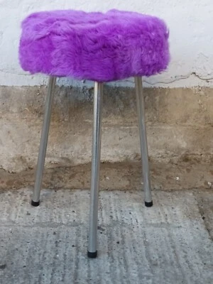70er Vintage Sitzhocker Hocker lila Drehhocker DDR Fellhocker Retro Space Age - Bild 1 von 4