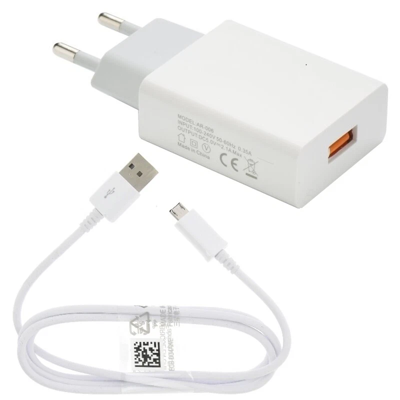 ACCE2S Pour Samsung Galaxy J3 2016 : Chargeur USB 2A Blanc Câble Micro USB 1m