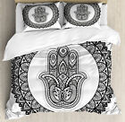 Asian Duvet Cover Set with Pillow Shams Ancient Henna Art Style Print