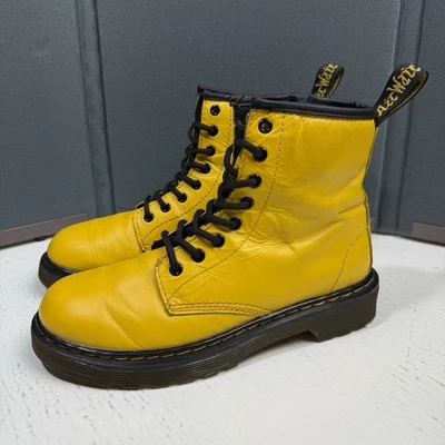 Botas de Combate Dr. Martens Docs Niños Jóvenes Talla 2 Air Wair 1460J Amarillas EE. UU. Foto 1 de 4