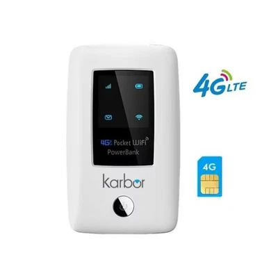 Karbor 6000mAh 4G LTE WiFi Portable Router Hotspot With SIM Slot Mobile Internet - Image 1 of 4