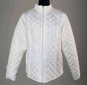 Kim Rogers Petite XL White Quilted PufferJacket Equestrian Classic Zip Coat - Picture 1 of 12