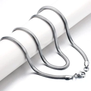 6mm Snake Bone Chain Stainless Steel Flat Snake Necklace Men's Clavicle Chain - Picture 1 of 4