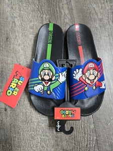 Super Mario Boys Sandals Size 2/3 Nintendo Game Flip Flops Slides - Picture 1 of 3
