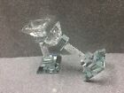 CHUNKY PILLAR STYLE GLASS GLITZY CRYSTALS CANDLESTICK HOLDERS. NEW. 5.5”