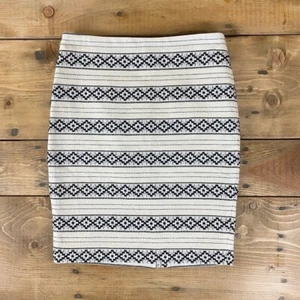 Ann Taylor Petite White Cotton Skirt Southwestern Pencil - Picture 1 of 8