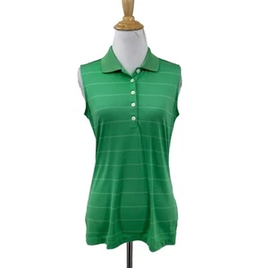 Nike Polo Shirt Womens S Small Green Striped Sleeveless Golf Tour Performance - Picture 1 of 13