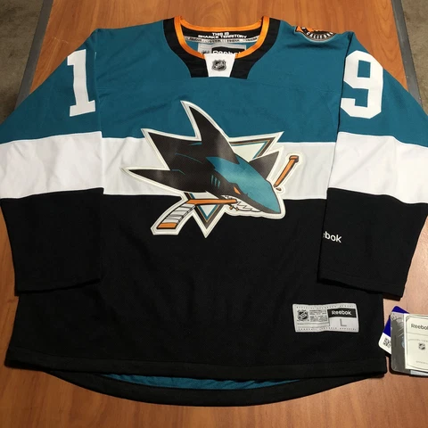 Reebok Joe Thornton San Jose Sharks 2015 Stadium Series NHL Jersey SJ Teal L Cover