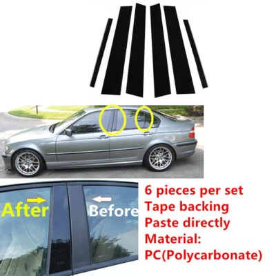 For BMW E46 4-door sedan/saloon 1998-2005 Black Pillar Posts Window Trim Cover Foto 1 de 4