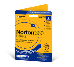 Norton 360 Deluxe 5 Geräte 2024 1 Jahr + sicheres VPN schnelle E-Mail-Zustellung UK & EU