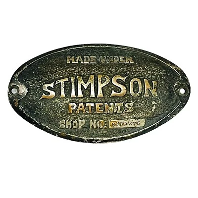 Vtg Stimpson Fairbanks Computing Scales Cast Brass Name Plate Badge 3" x 5" - Image 1 of 4