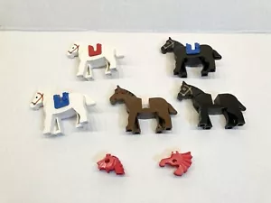 LEGO Vintage Lot of 5 Horses w 3 Saddles White Black Brown, Castle Western - Picture 1 of 8