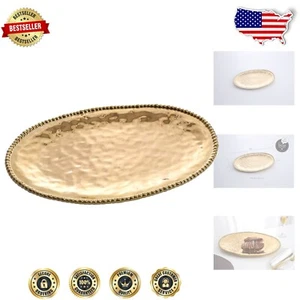 Luxury Gold-Finished Oval Platter for Serving Meals and Desserts - 18.5 X 13 In - Picture 1 of 9