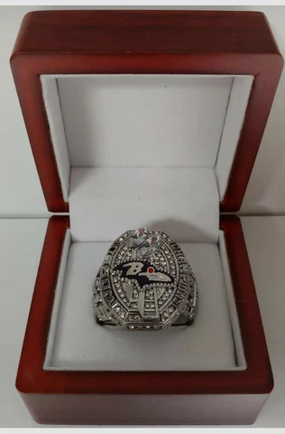Joe Flacco - 2012 Baltimore Ravens Super Bowl Ring With Wooden Display Box Cover