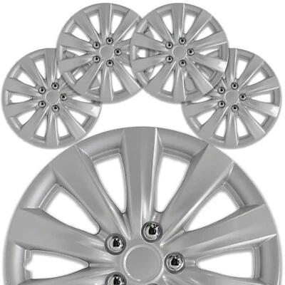 Juego de 4 cubiertas de rueda de 16" tapacubos plateados a presión de 10 radios para neumático R16 y acero Foto 1 de 4