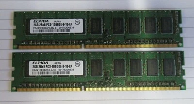 Elpida EBJ21EE8BAFA-DJ-E 4GB (2x2GB) PC3-10600 DDR3 ECC CL9 240P DIMM Memory - Image 1 of 3