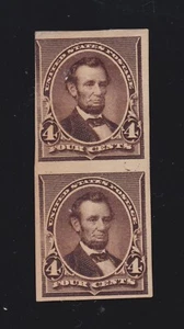 US 222P4a 4c Lincoln Imperf Pair on Stamp Paper PH OG SCV $210 - Picture 1 of 2