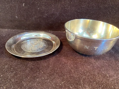 Gorham sterling bowl and Aztec plate vintage 171 Grams Cover