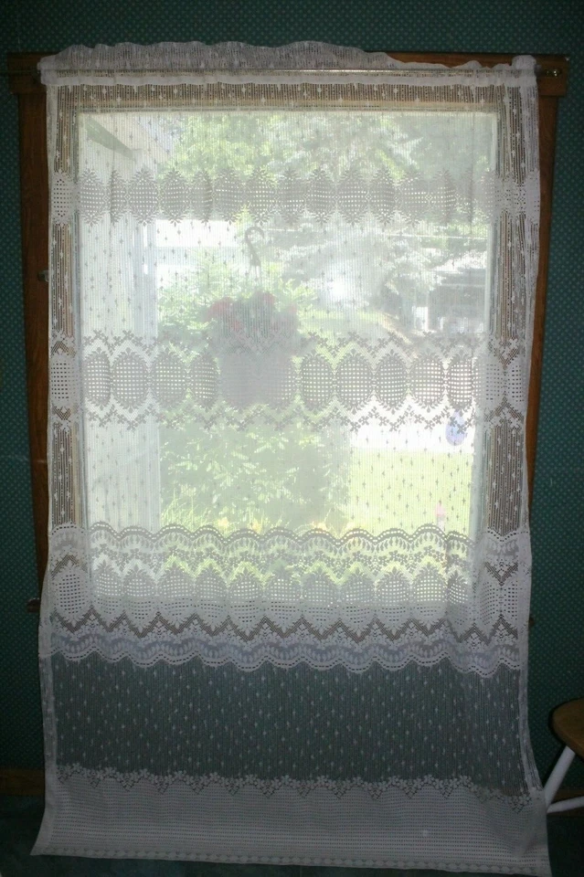 Heritage Lace 60"Wx84"L GEOMETRIC DIAMOND LACE IVORY Window Panel - Image 1 of 4