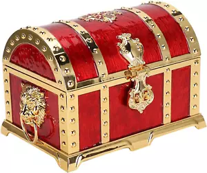 Vintage Box, Jewelry Organizer Storage Box Alloy Treasure Chest - Picture 1 of 9