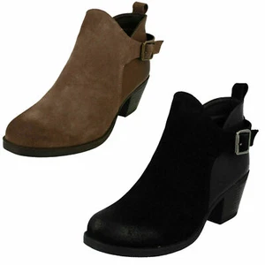 Ladies F5R1022 Suede Leather Zip Up Winter Ankle Boots By Down To Earth £15.00 - Picture 1 of 17