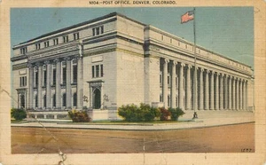 Postal vintage de lino blanco mármol de la oficina de correos Denver Colorado  - Imagen 1 de 2