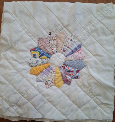vintage cutter quilt square Grandmother's Fan, crafts, slow stitching, - Image 1 of 2