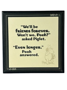 Hallmark Disney Friends Forever Pooh and Piglet Wood Plaque 5X5" - Picture 1 of 6