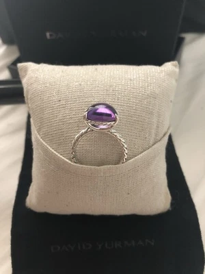 Anillo David Yurman Plata Esterlina .925 Pila Ovalada Amatista Pila Talla 8 Foto 1 de 4