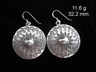 泰国山部落耳环精美银色波西米亚复古时髦吉普赛风格圆形 — 第 1/4 张图片